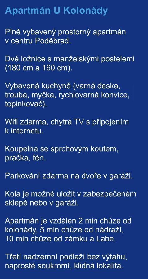 Apartman U Kolonady, Podebrady Exterior photo